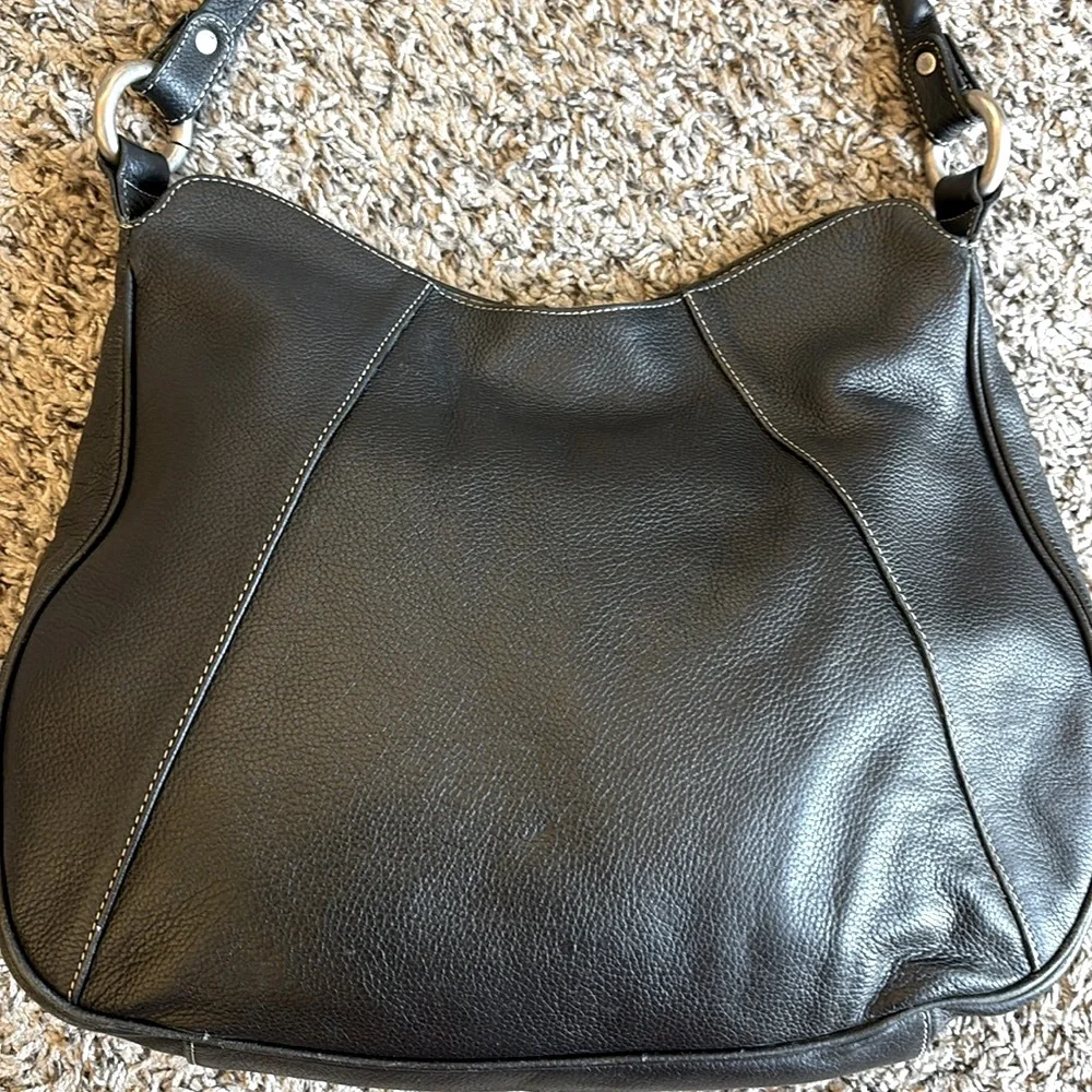 I Santi Black Leather‎ Satchel Shoulder Bag made in Italy